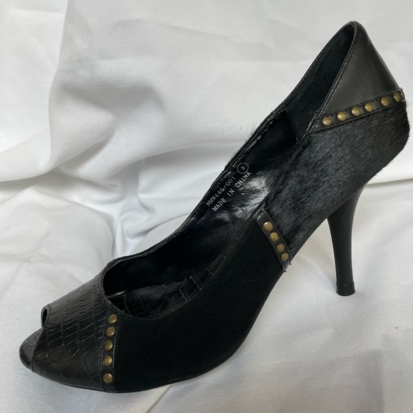 Naughty Monkey Open Toe Black Heels, BNWB SZ 8 - Picture 5 of 9